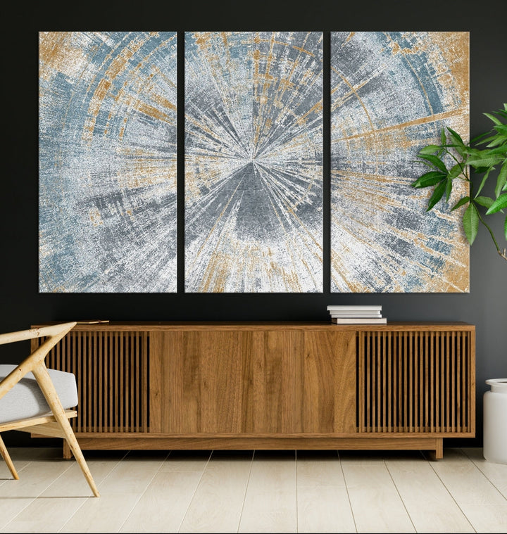 Tree Trunk Abstract Painting on Canvas, Printed Tree Rings Wall Art, Nature Illustrations, Modern Neutral Boho Decor