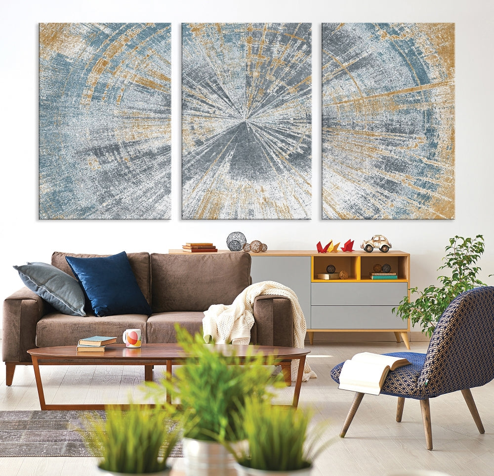 Tree Trunk Abstract Painting on Canvas, Printed Tree Rings Wall Art, Nature Illustrations, Modern Neutral Boho Decor