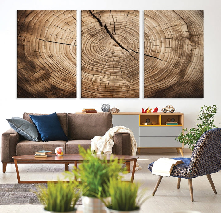 Tree Trunk Canvas Wall Decor for New Home, Extra Large Wall Art Canvas Print, Brown Art for Living Room