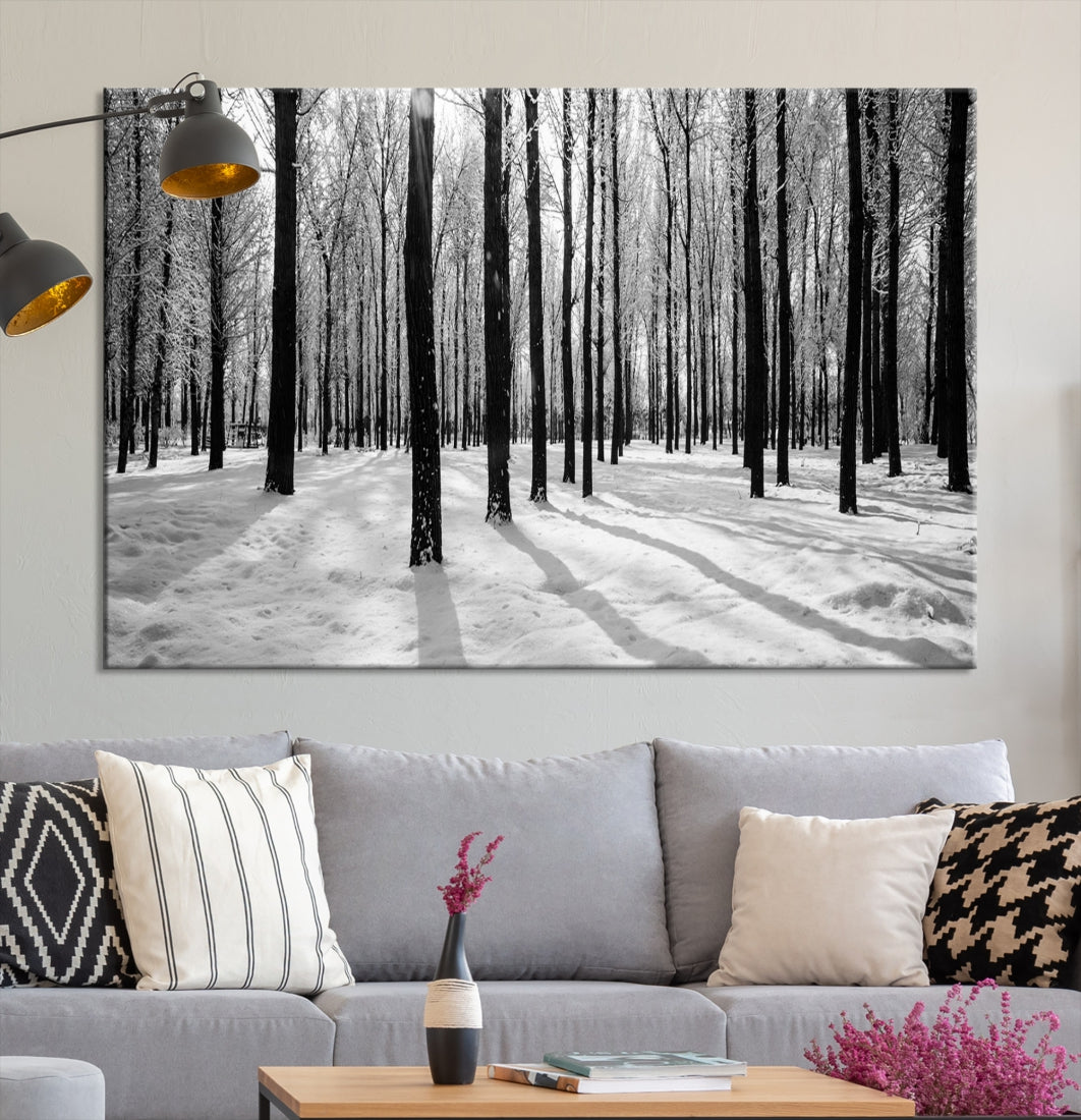 Trees in Winter Forest Wall Art Landscape Canvas Print Snow Photograpy Art