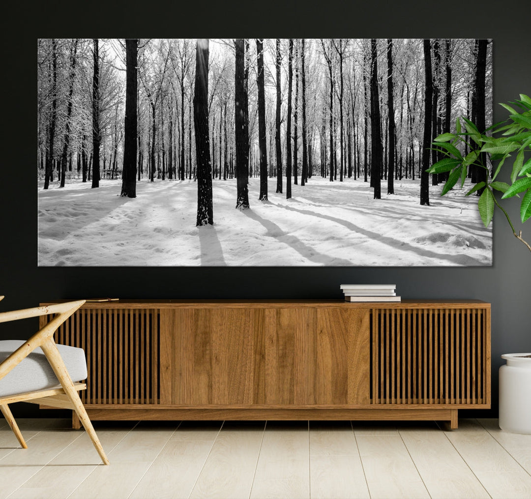 Trees in Winter Forest Wall Art Landscape Canvas Print Snow Photograpy Art