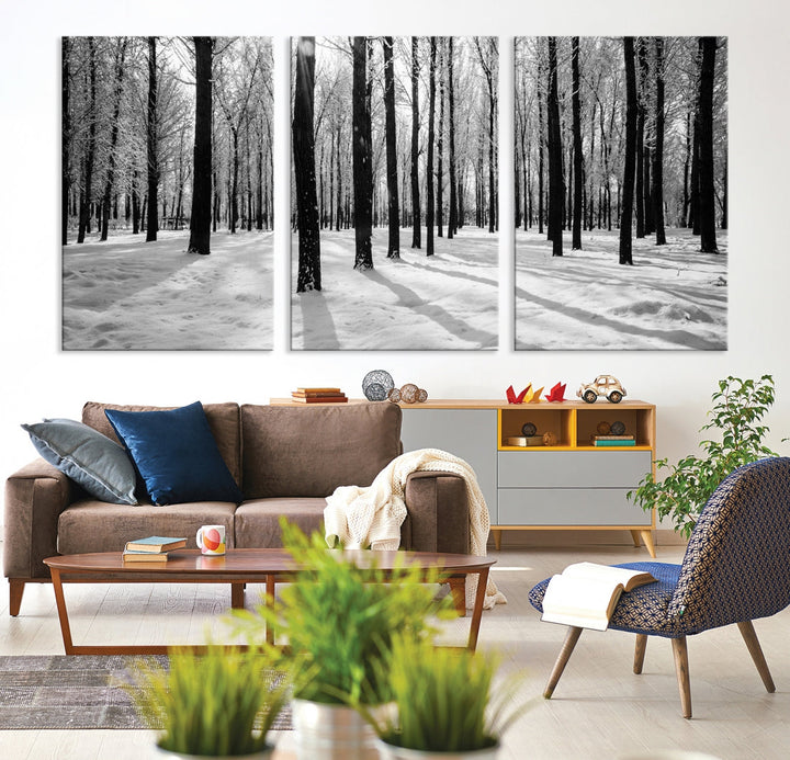 Trees in Winter Forest Wall Art Landscape Canvas Print Snow Photograpy Art