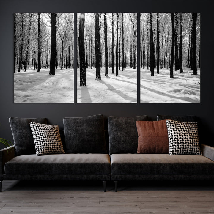 Trees in Winter Forest Wall Art Landscape Canvas Print Snow Photograpy Art