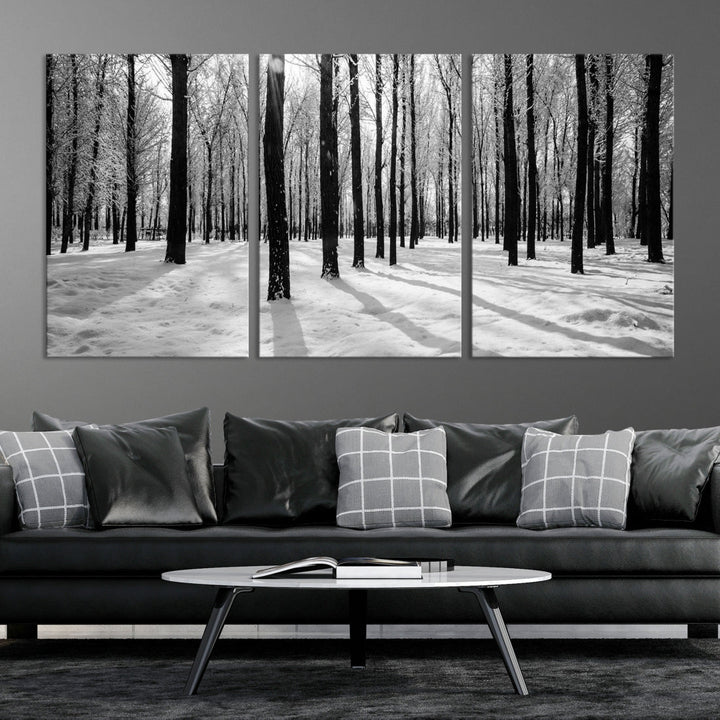 Trees in Winter Forest Wall Art Landscape Canvas Print Snow Photograpy Art