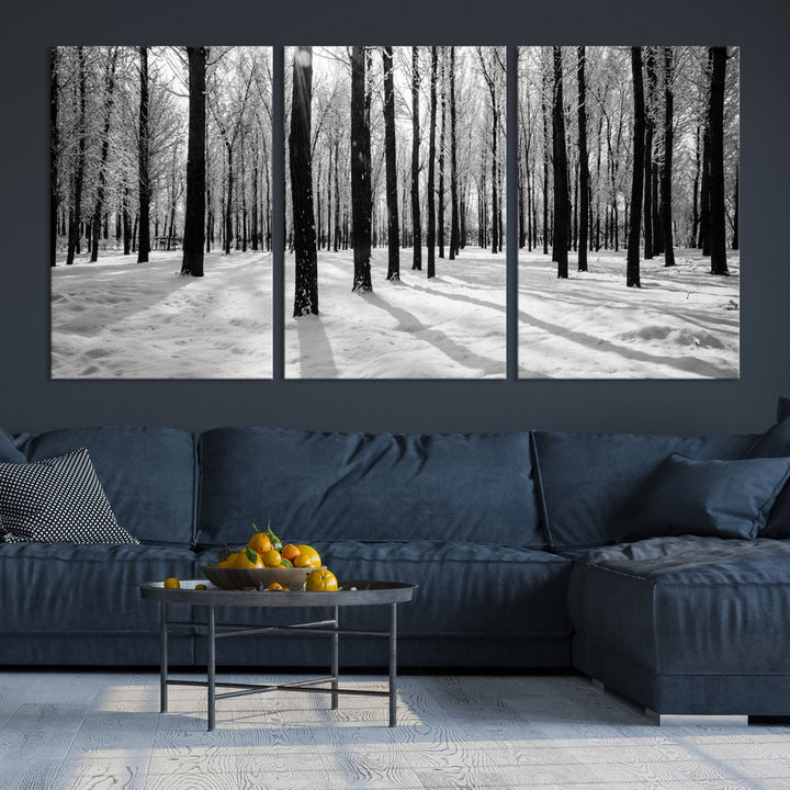 Trees in Winter Forest Wall Art Landscape Canvas Print Snow Photograpy Art