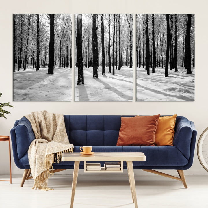 Trees in Winter Forest Wall Art Landscape Canvas Print Snow Photograpy Art