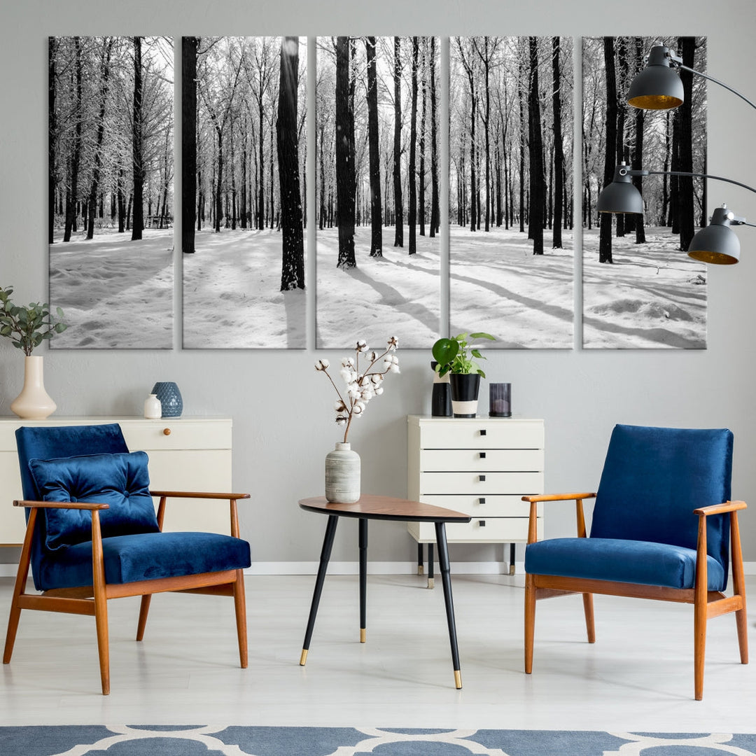 Trees in Winter Forest Wall Art Landscape Canvas Print Snow Photograpy Art