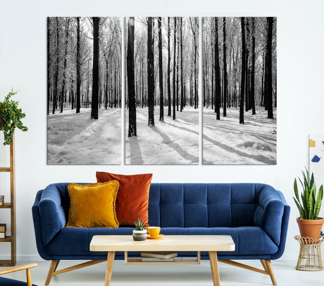 Trees in Winter Forest Wall Art Landscape Canvas Print Snow Photograpy Art