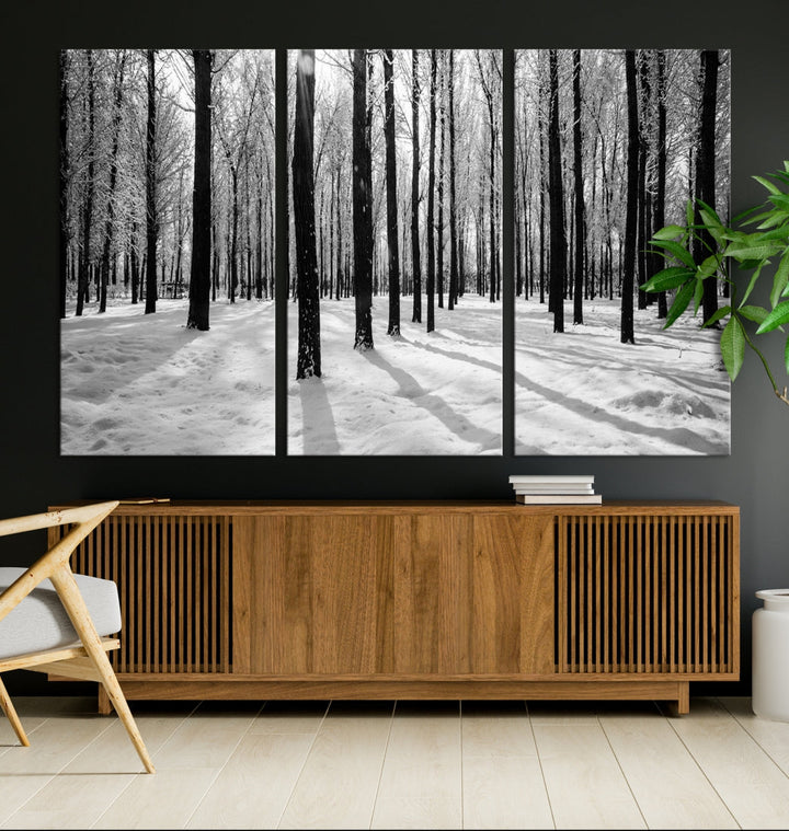 Trees in Winter Forest Wall Art Landscape Canvas Print Snow Photograpy Art