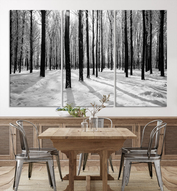 Trees in Winter Forest Wall Art Landscape Canvas Print Snow Photograpy Art