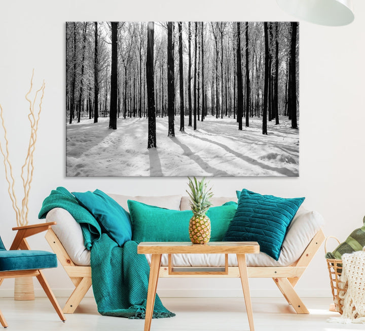 Trees in Winter Forest Wall Art Landscape Canvas Print Snow Photograpy Art