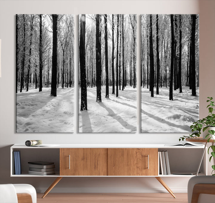 Trees in Winter Forest Wall Art Landscape Canvas Print Snow Photograpy Art