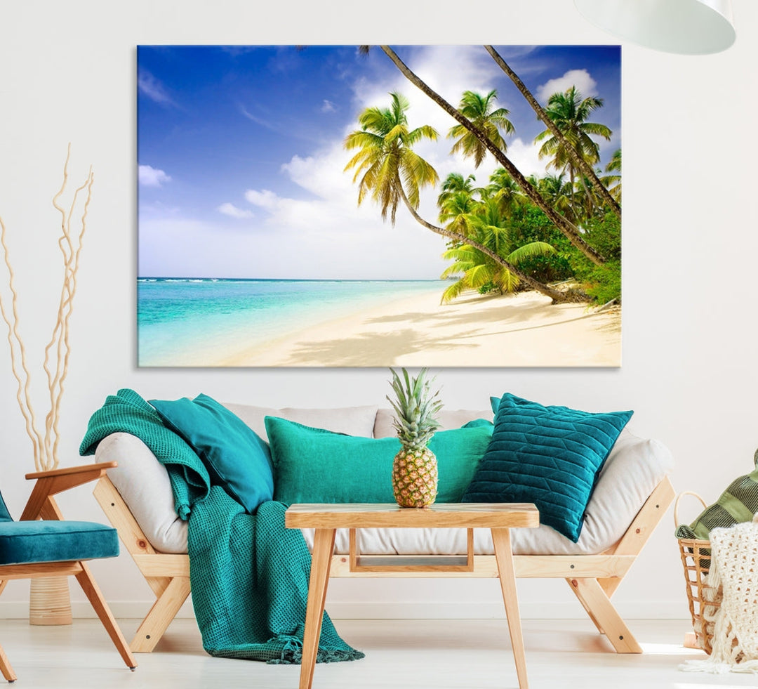 Tropical Beach and Palms Giclee Extra Large Wall Art Canvas Print Home Decor