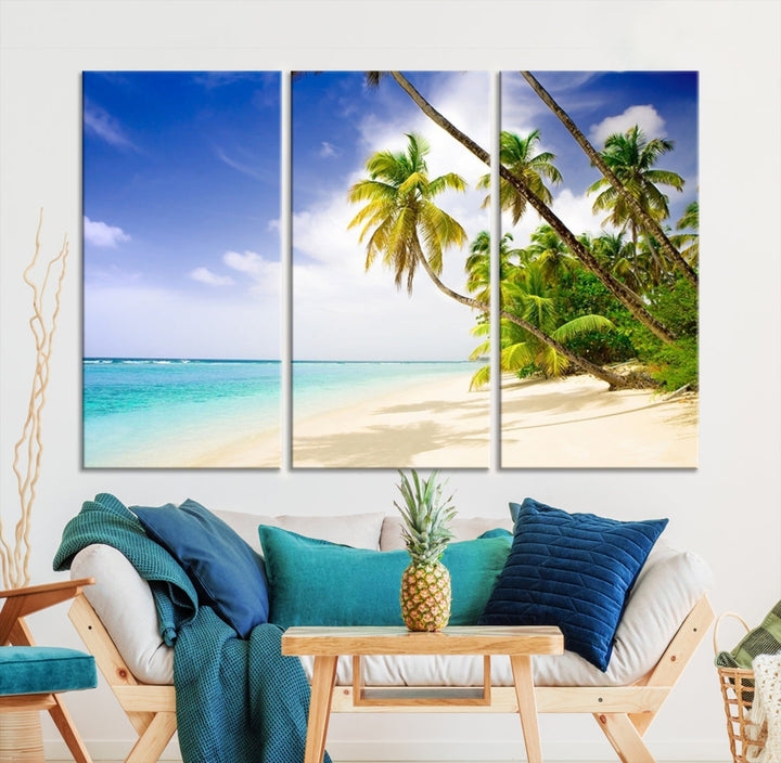 Tropical Beach and Palms Giclee Extra Large Wall Art Canvas Print Home Decor