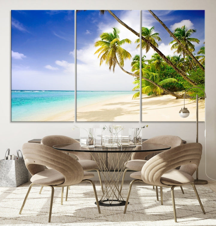 Tropical Beach and Palms Giclee Extra Large Wall Art Canvas Print Home Decor