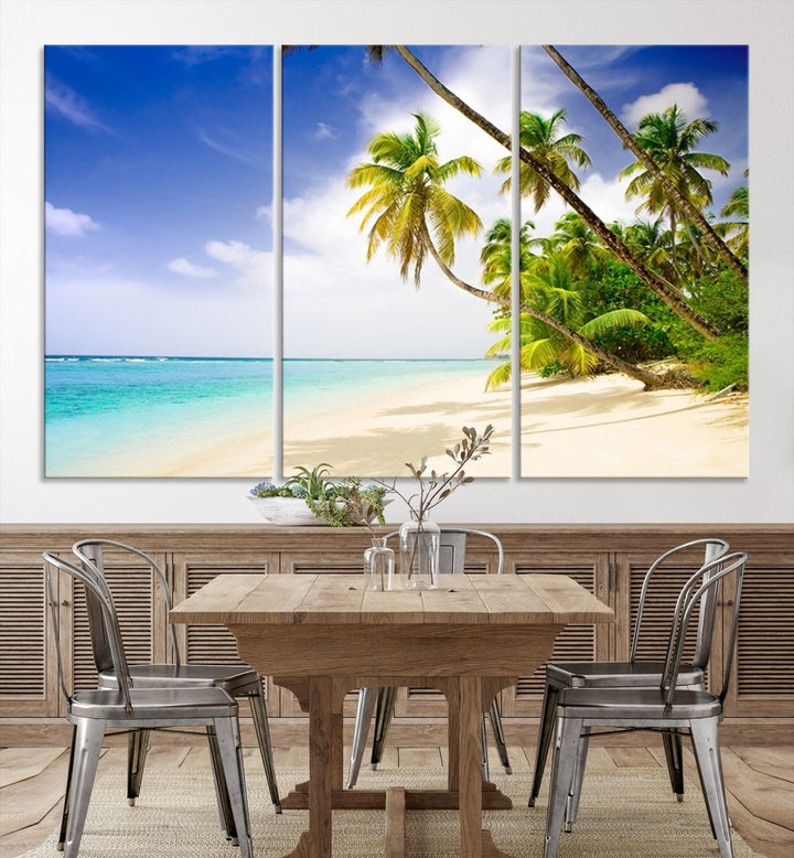 Tropical Beach and Palms Giclee Extra Large Wall Art Canvas Print Home Decor