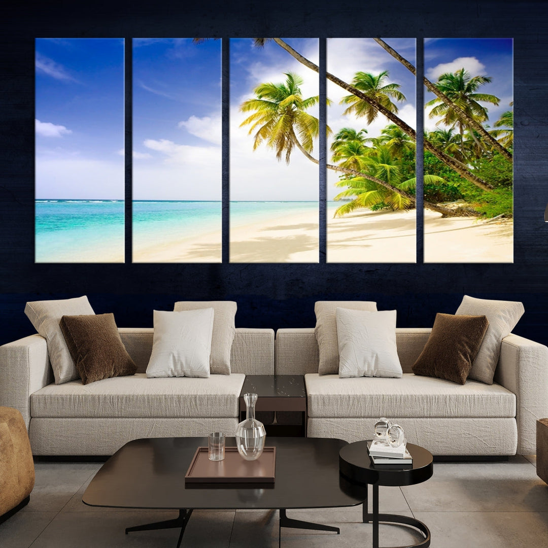 Tropical Beach and Palms Giclee Extra Large Wall Art Canvas Print Home Decor