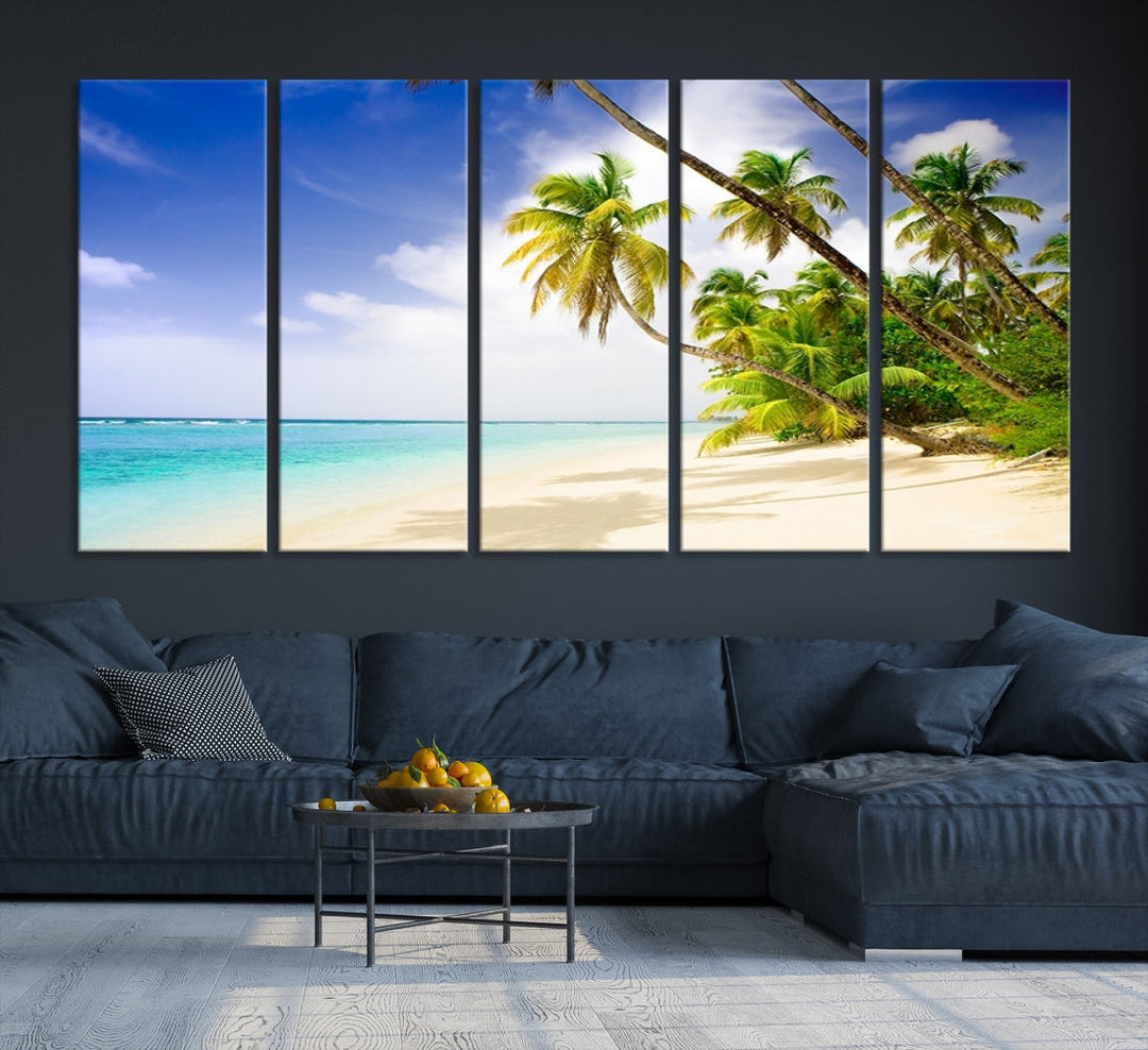 Tropical Beach and Palms Giclee Extra Large Wall Art Canvas Print Home Decor