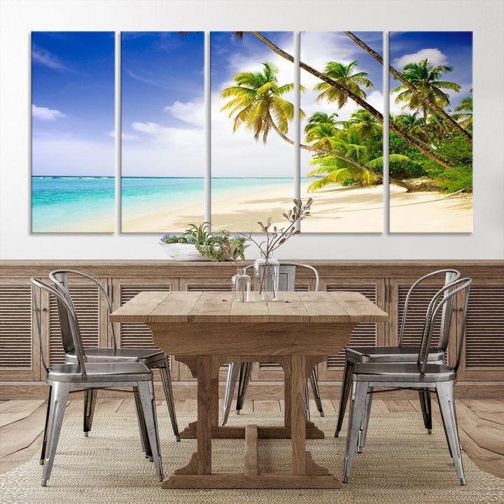 Tropical Beach and Palms Giclee Extra Large Wall Art Canvas Print Home Decor