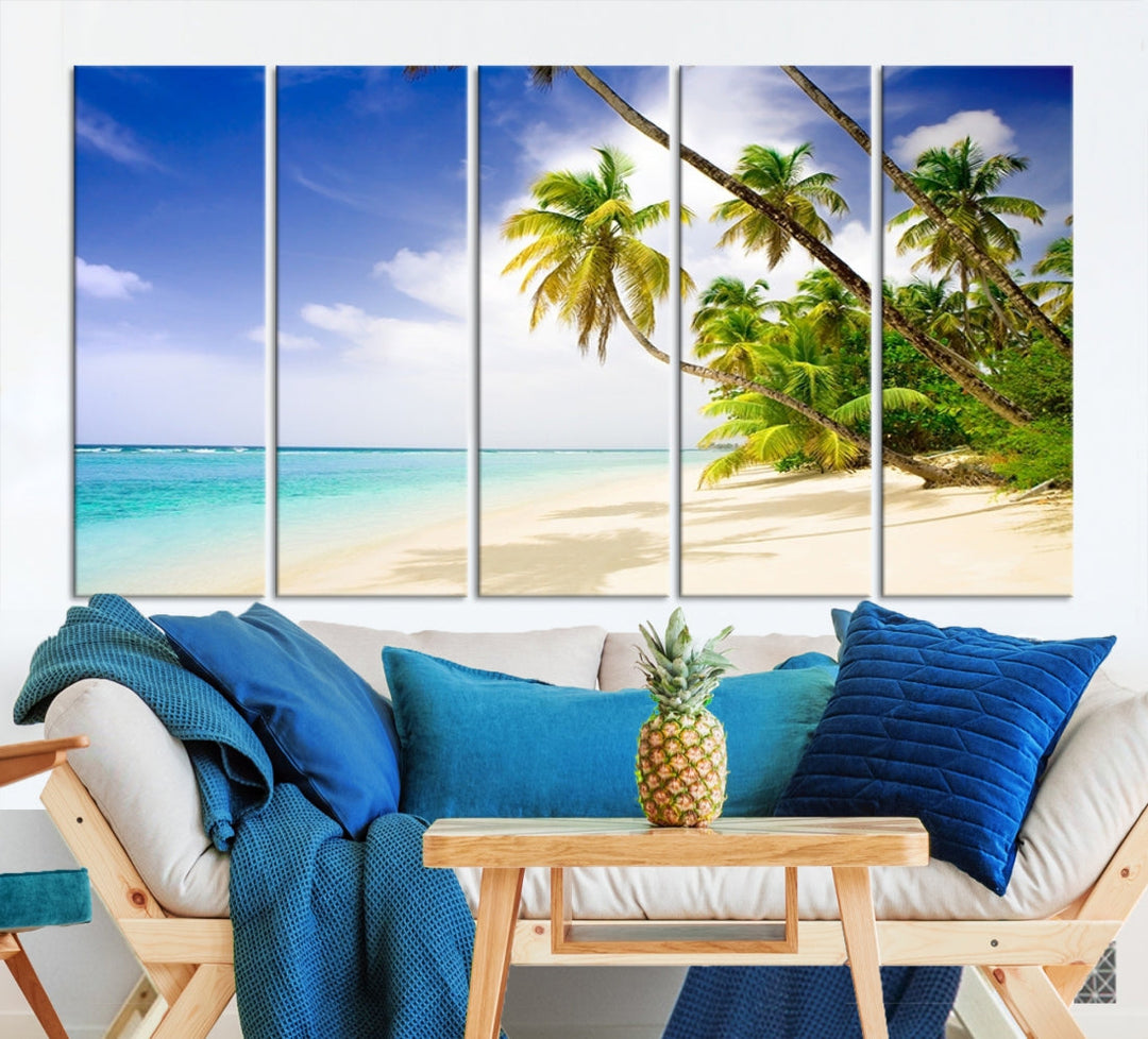 Tropical Beach and Palms Giclee Extra Large Wall Art Canvas Print Home Decor