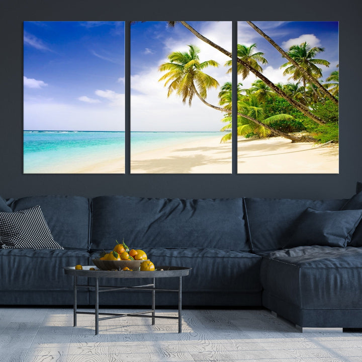 Tropical Beach and Palms Giclee Extra Large Wall Art Canvas Print Home Decor