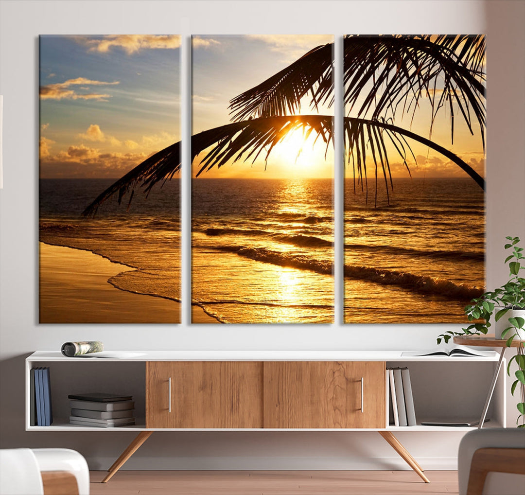 Tropical Beach Sunset Ocean Nature Landscape Large Canvas Art Print for Wall Decor