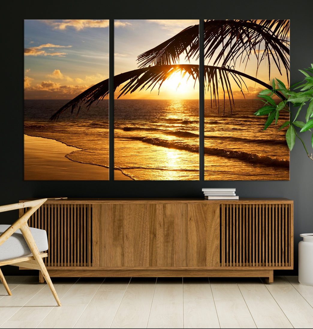 Tropical Beach Sunset Ocean Nature Landscape Large Canvas Art Print for Wall Decor