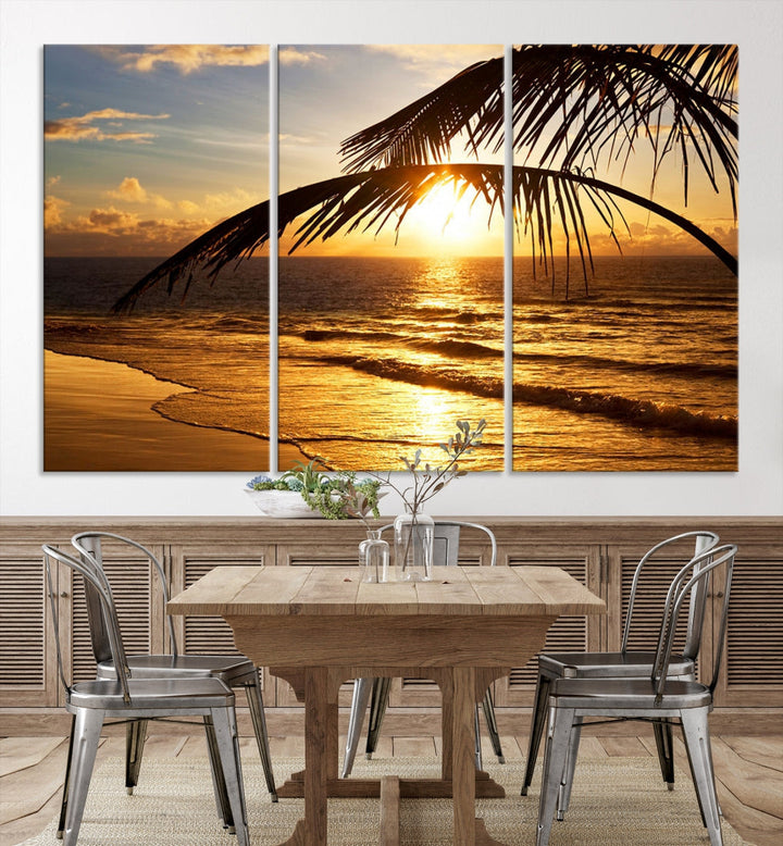 Tropical Beach Sunset Ocean Nature Landscape Large Canvas Art Print for Wall Decor