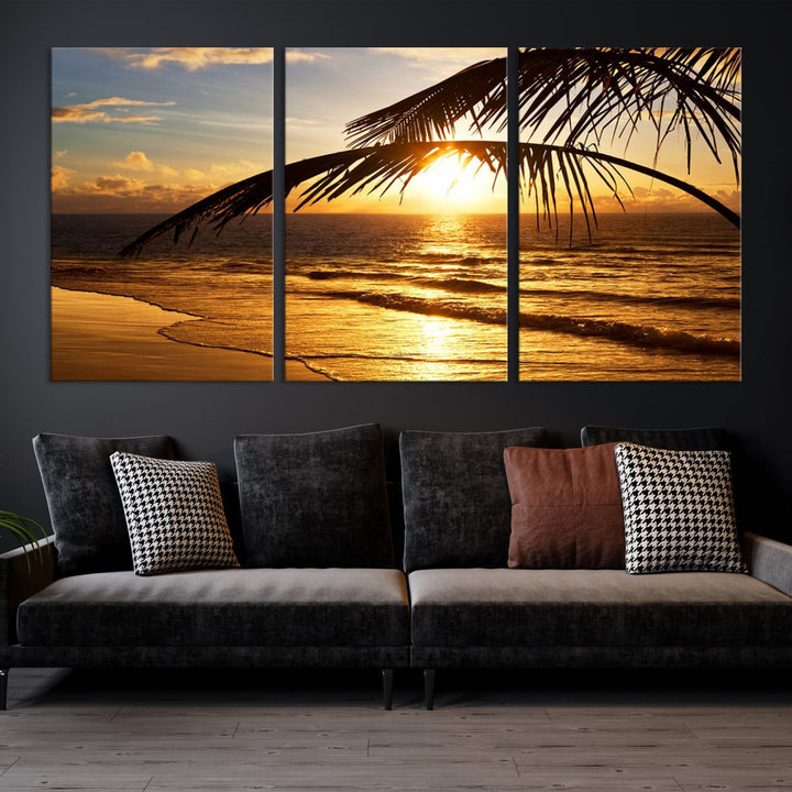 Tropical Beach Sunset Ocean Nature Landscape Large Canvas Art Print for Wall Decor