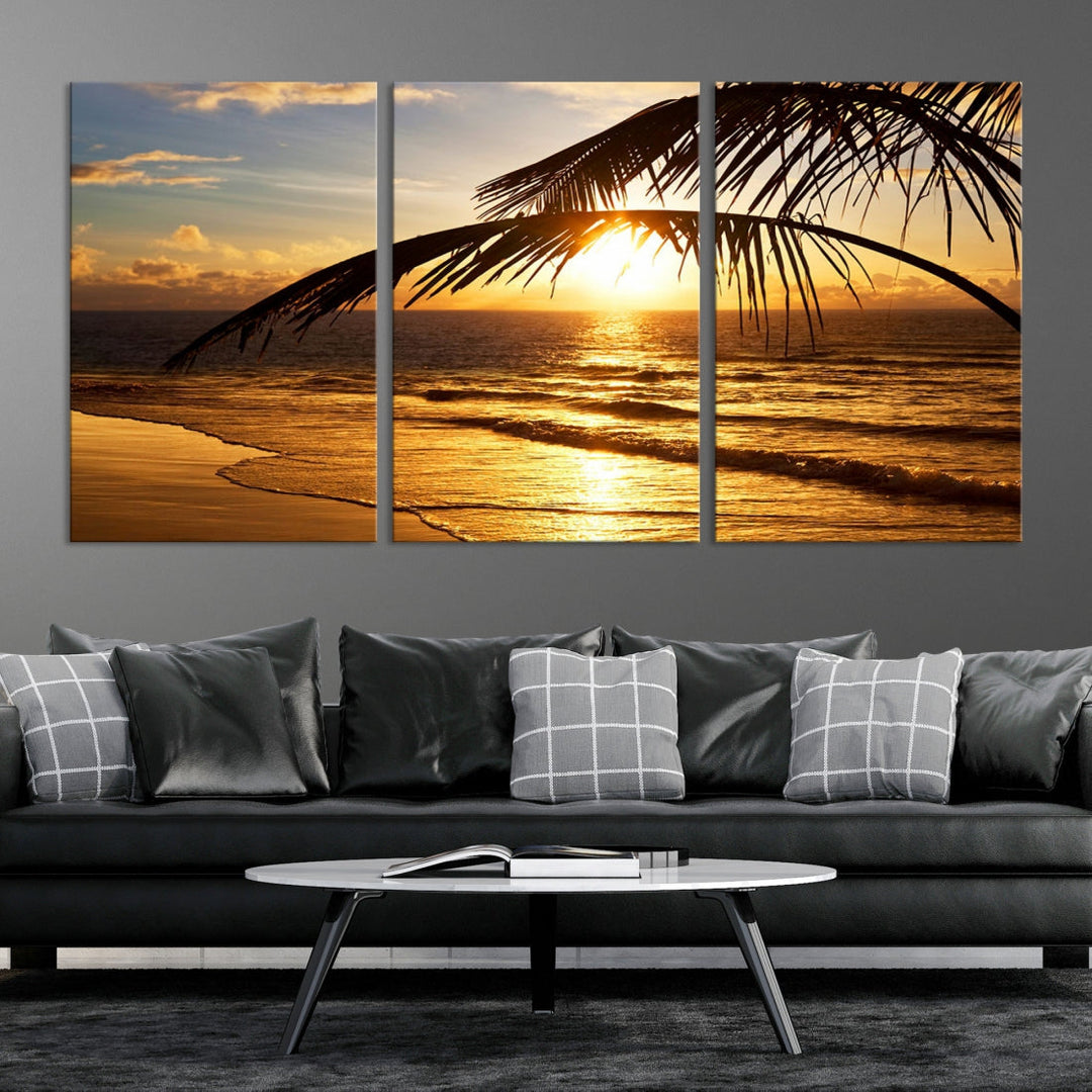 Tropical Beach Sunset Ocean Nature Landscape Large Canvas Art Print for Wall Decor