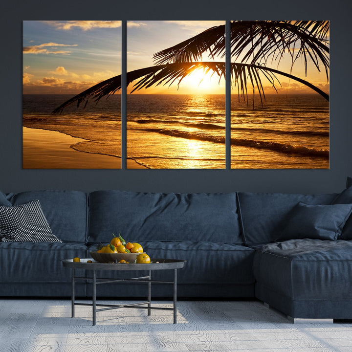 Tropical Beach Sunset Ocean Nature Landscape Large Canvas Art Print for Wall Decor