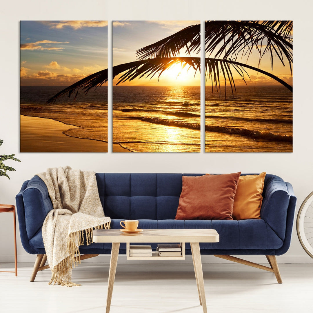 Tropical Beach Sunset Ocean Nature Landscape Large Canvas Art Print for Wall Decor