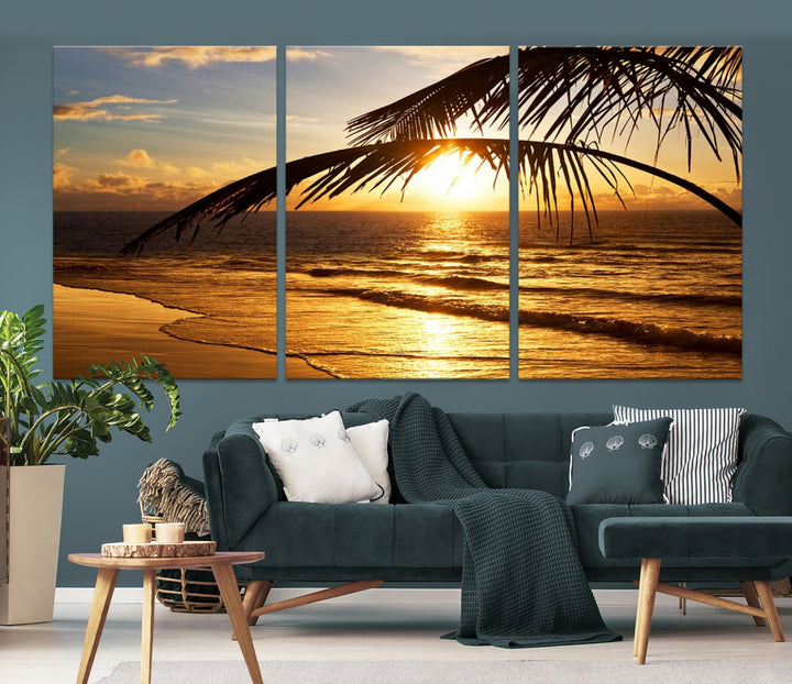 Tropical Beach Sunset Ocean Nature Landscape Large Canvas Art Print for Wall Decor