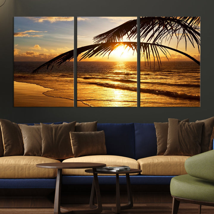 Tropical Beach Sunset Ocean Nature Landscape Large Canvas Art Print for Wall Decor