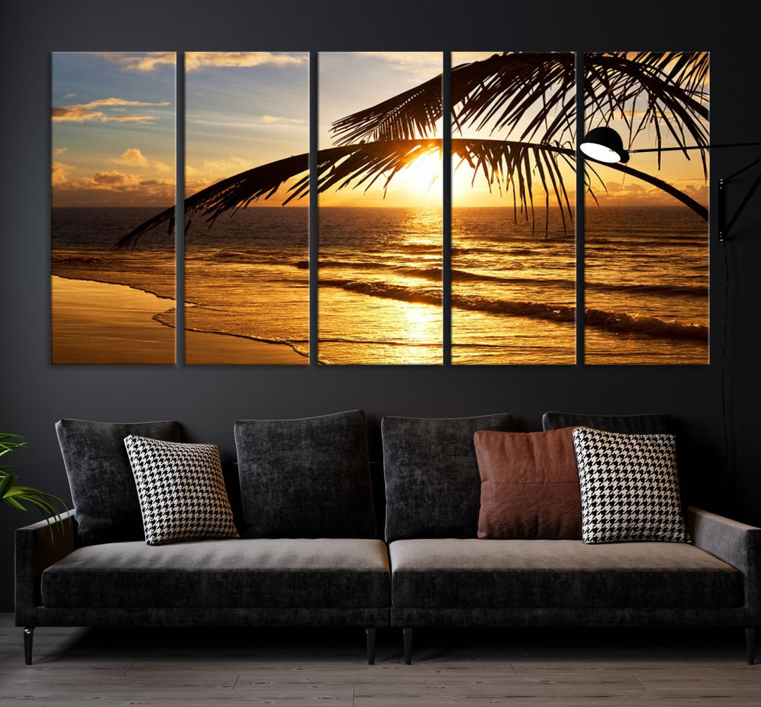 Tropical Beach Sunset Ocean Nature Landscape Large Canvas Art Print for Wall Decor