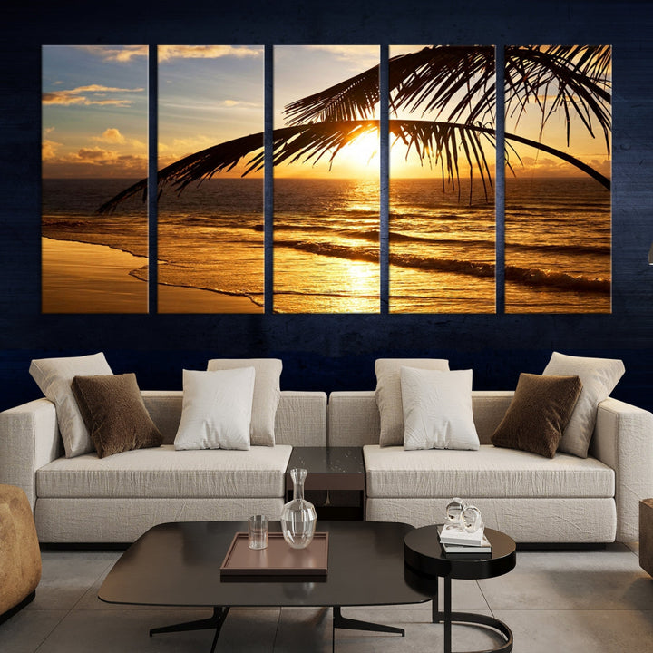 Tropical Beach Sunset Ocean Nature Landscape Large Canvas Art Print for Wall Decor