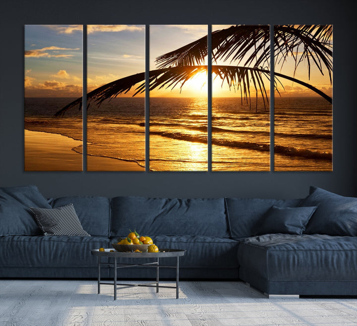 Tropical Beach Sunset Ocean Nature Landscape Large Canvas Art Print for Wall Decor