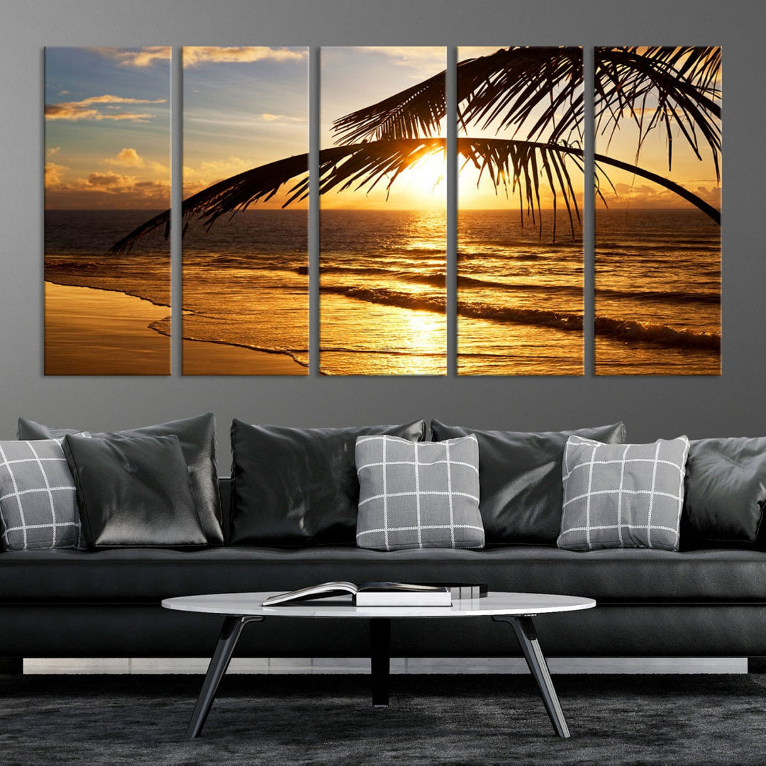 Tropical Beach Sunset Ocean Nature Landscape Large Canvas Art Print for Wall Decor