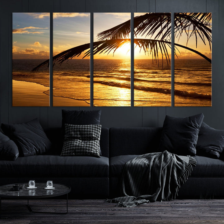 Tropical Beach Sunset Ocean Nature Landscape Large Canvas Art Print for Wall Decor