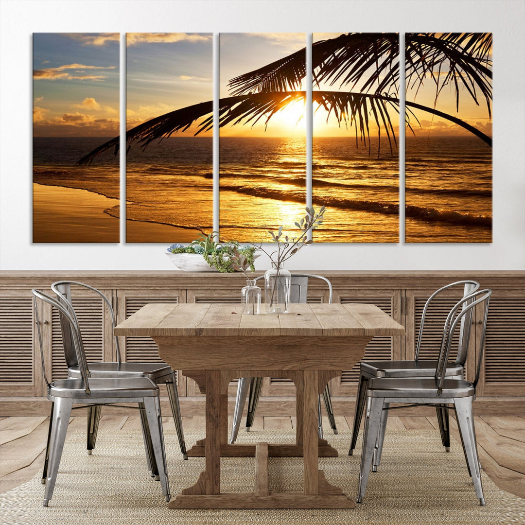 Tropical Beach Sunset Ocean Nature Landscape Large Canvas Art Print for Wall Decor