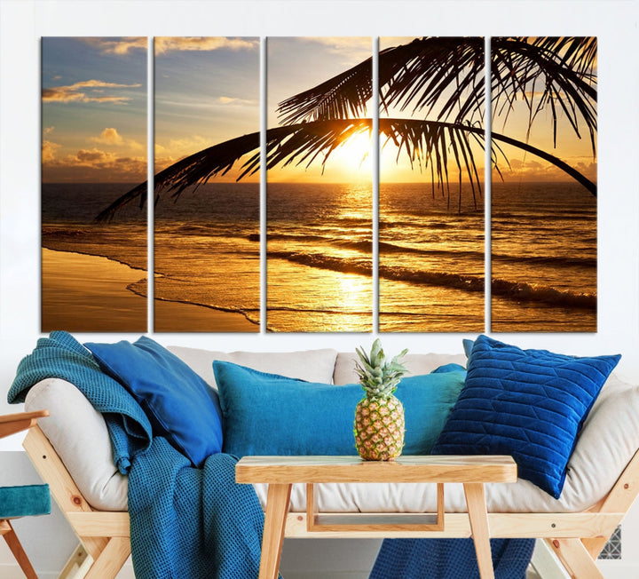 Tropical Beach Sunset Ocean Nature Landscape Large Canvas Art Print for Wall Decor