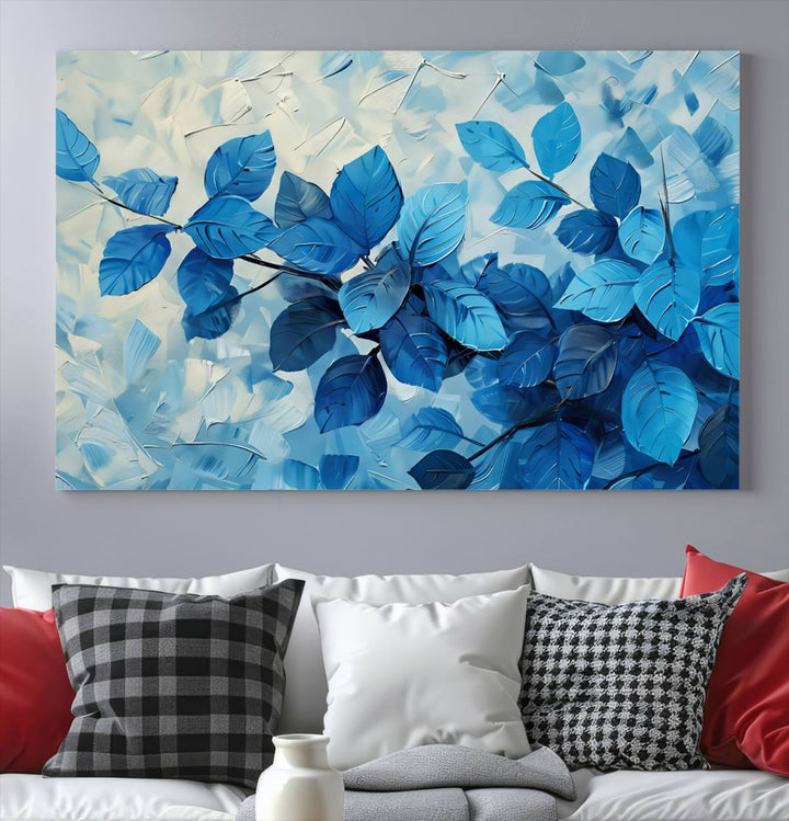 Tropical Blue Leaves Watercolor Wall Art Botanical Print Wall Art Canvas Set of 1,3 and 5