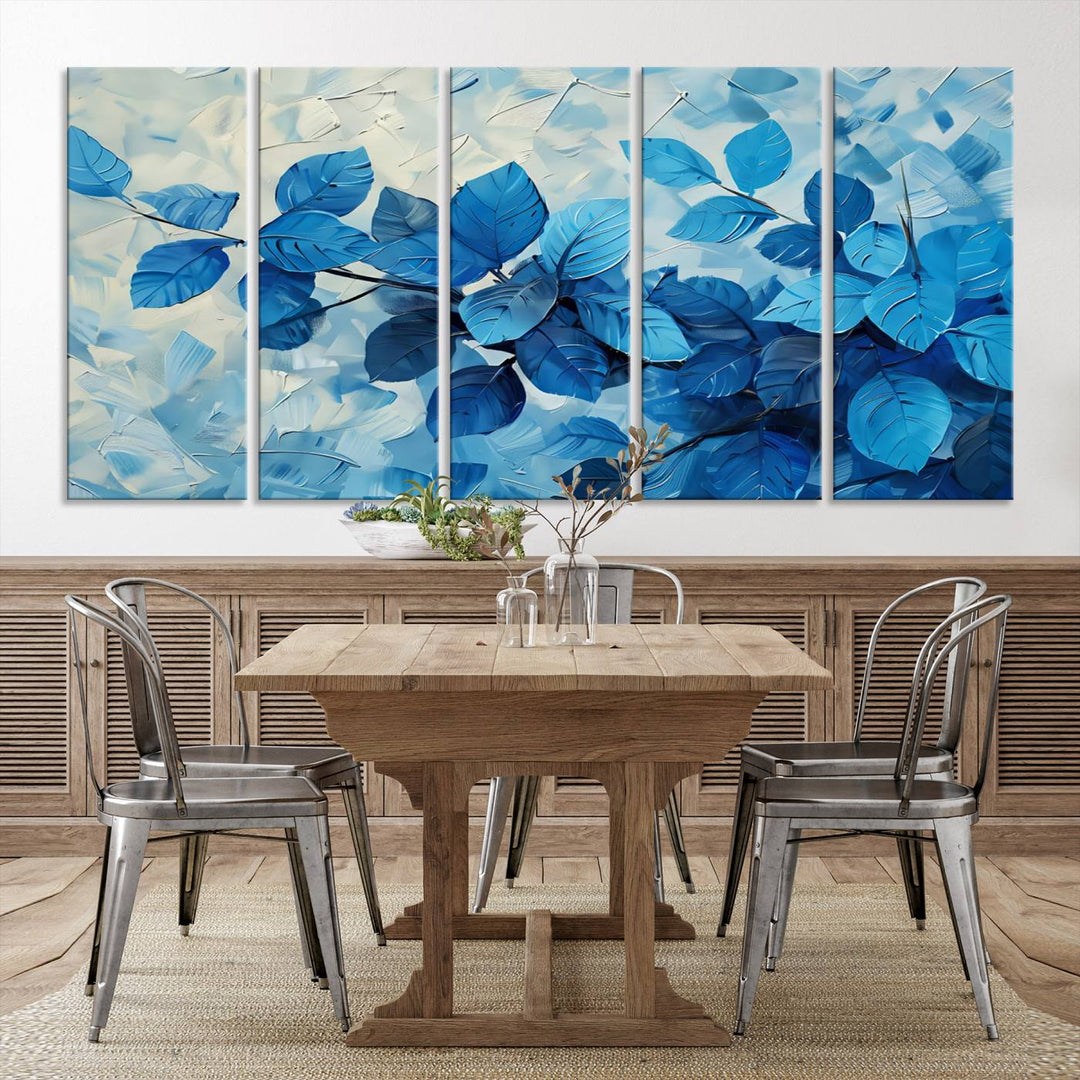 Tropical Blue Leaves Watercolor Wall Art Botanical Print Wall Art Canvas Set of 1,3 and 5