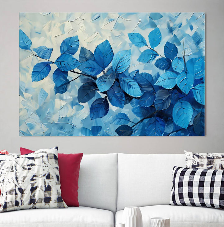 Tropical Blue Leaves Watercolor Wall Art Botanical Print Wall Art Canvas Set of 1,3 and 5