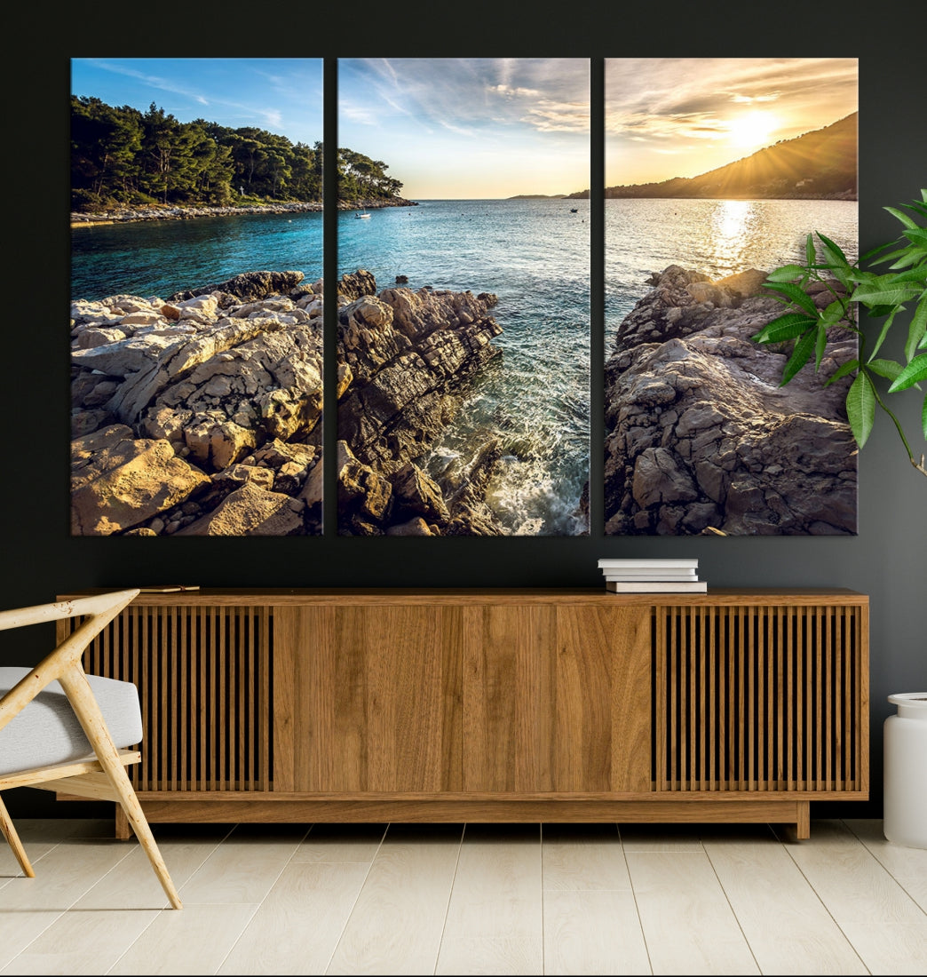 Tropical Island Ocean Beach Nature Wall Art Canvas Print