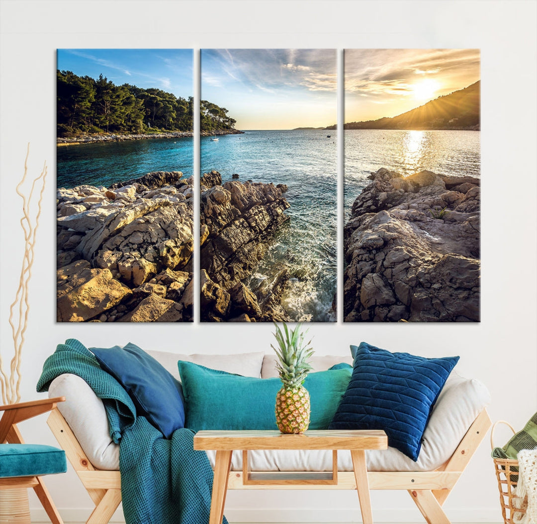 Tropical Island Ocean Beach Nature Wall Art Canvas Print