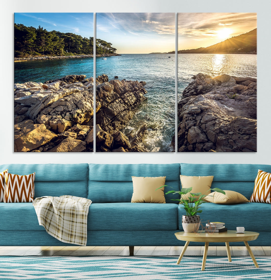 Tropical Island Ocean Beach Nature Wall Art Canvas Print