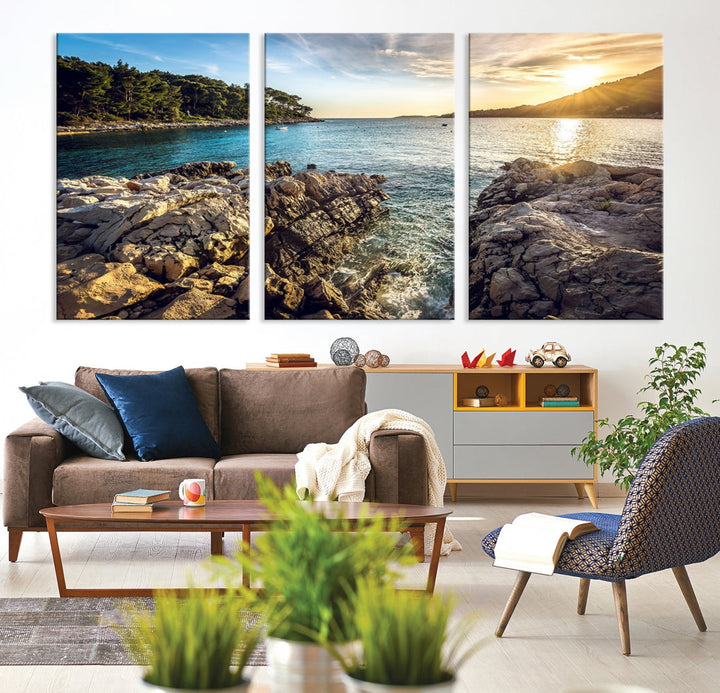 Tropical Island Ocean Beach Nature Wall Art Canvas Print