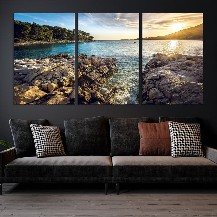 Tropical Island Ocean Beach Nature Wall Art Canvas Print