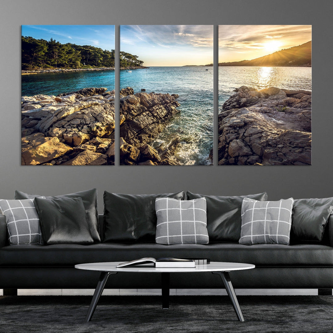 Tropical Island Ocean Beach Nature Wall Art Canvas Print